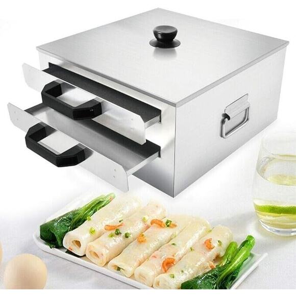 Rice Noodle Rolls Machine 2-layer 304 Stainless Steel Steamed Vermicelli Roll - Picture 6 of 6